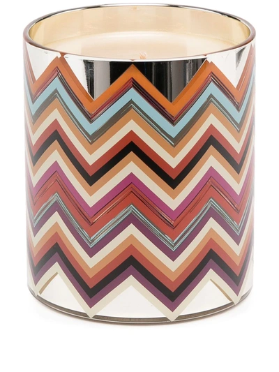 Shop Missoni Zigzag Print Scented Candle In Silver