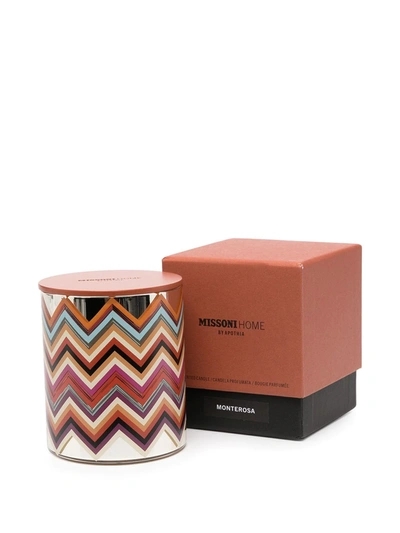 Shop Missoni Zigzag Print Scented Candle In Silver