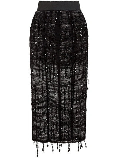 Shop Dolce & Gabbana Embellished Pencil Skirt In Black