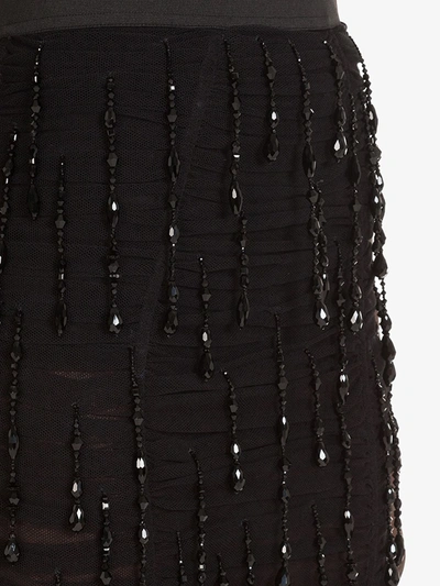 Dolce & Gabbana Ruched Beaded-fringe Midi Skirt In Black