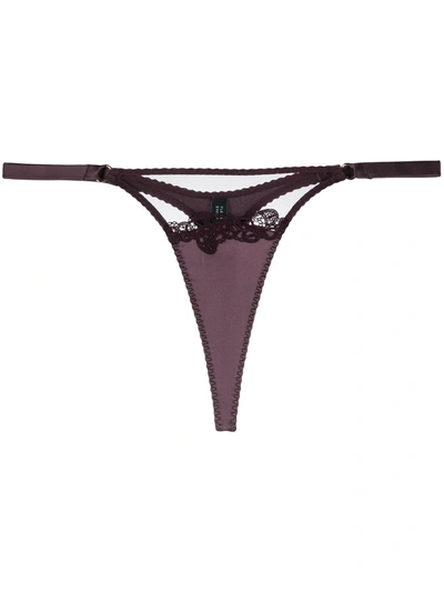 Shop Fleur Of England Unlock Sheer-panelled Thong In Purple