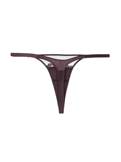 Shop Fleur Of England Unlock Sheer-panelled Thong In Purple