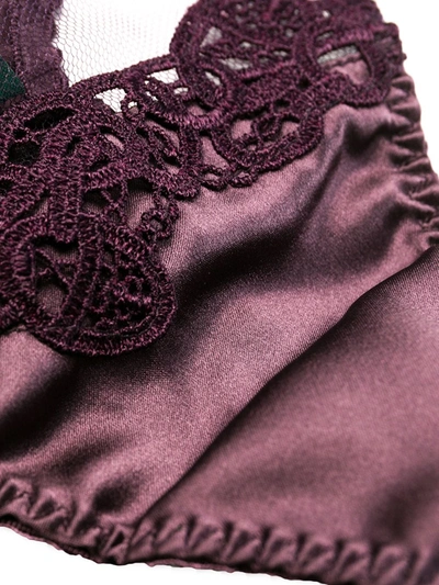 Shop Fleur Of England Unlock Sheer-panelled Thong In Purple