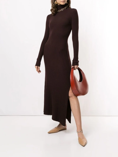 Shop A.l.c Emmy Ribbed-knit Dress In Brown