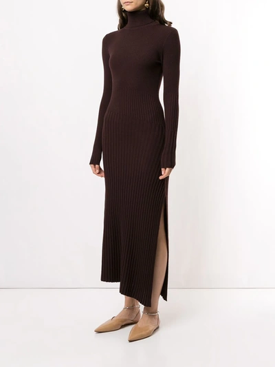 Shop A.l.c Emmy Ribbed-knit Dress In Brown