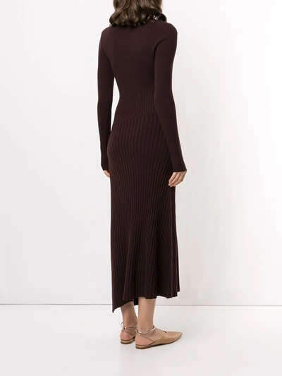 Shop A.l.c Emmy Ribbed-knit Dress In Brown