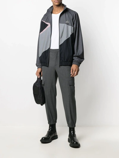Shop Daily Paper Colour-block Track Jacket In Grey
