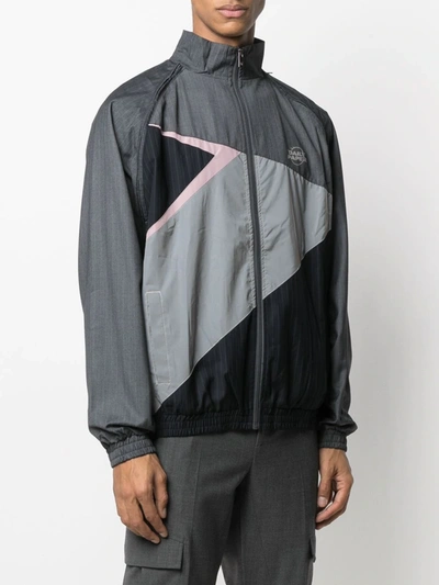 Shop Daily Paper Colour-block Track Jacket In Grey