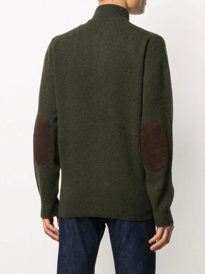 Barbour Seaweed Green Button-front Knit Sweater With Ribbed Detailing In Green