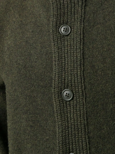 Barbour Seaweed Green Button-front Knit Sweater With Ribbed Detailing In Green