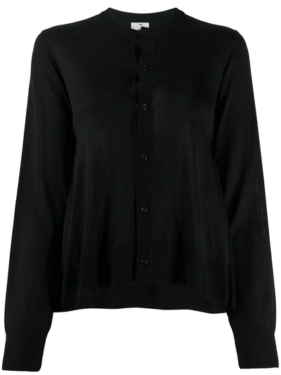 Shop Comme Des Garçons Ruched Crew Neck Cardigan In Black