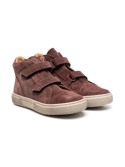 Shop Pèpè Touch-strap Hi Top Sneakers In Brown