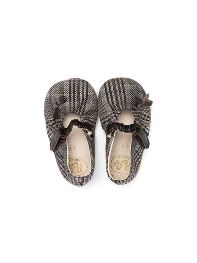 Shop Pèpè Checked Bow-embellished Ballerina Shoes In Brown