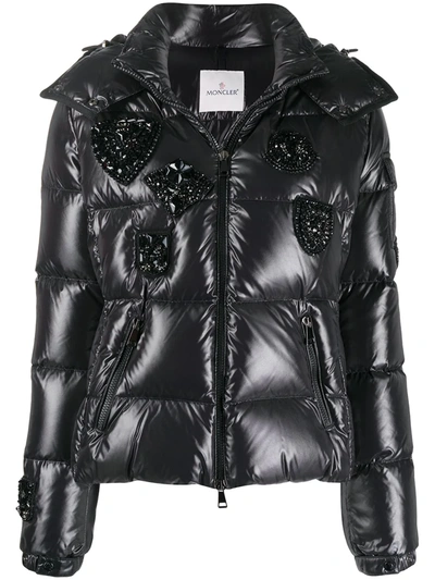 Shop Moncler Embellished-patch Padded Jacket In Black