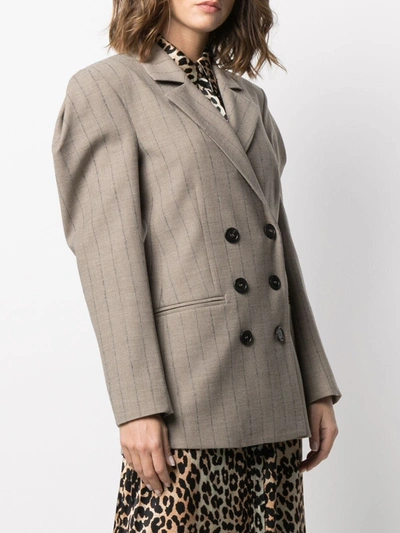 Shop Wandering Padded Shoulder Pinstriped Blazer In Neutrals