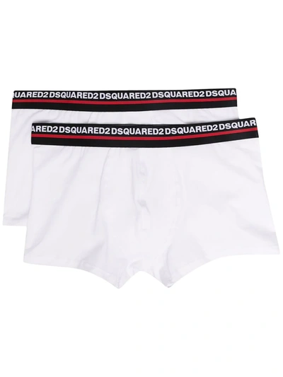 Shop Dsquared2 Two-pack Logo Waistband Boxer Briefs In White