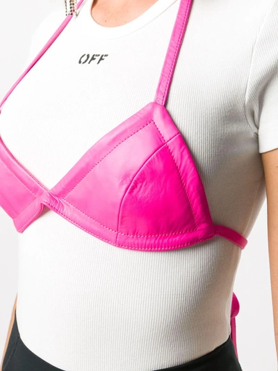 Shop Off-white 90's Leather Tiangle Bra In Pink