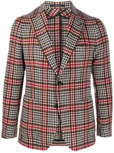 Shop Tagliatore Glen Plaid Single-breasted Blazer In Neutrals