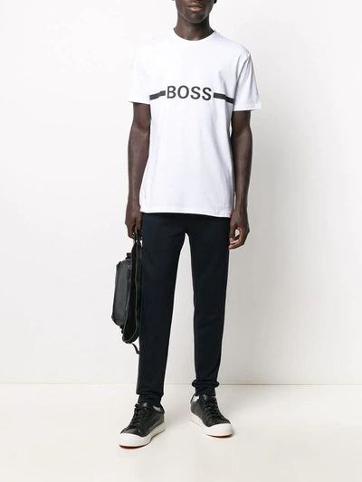 Shop Hugo Boss Slogan-print T-shirt In White