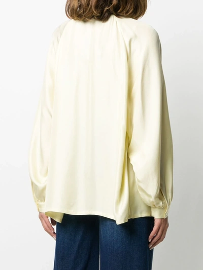 Shop Closed Pussy-bow Long-sleeve Shirt In Yellow