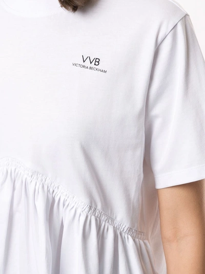 Shop Victoria Victoria Beckham Round-neck Peplum Cotton T-shirt In White