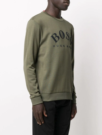 Shop Hugo Boss Logo-print Sweatshirt In Green