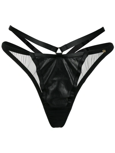 Shop Something Wicked Mia Semi-sheer Thong In Black