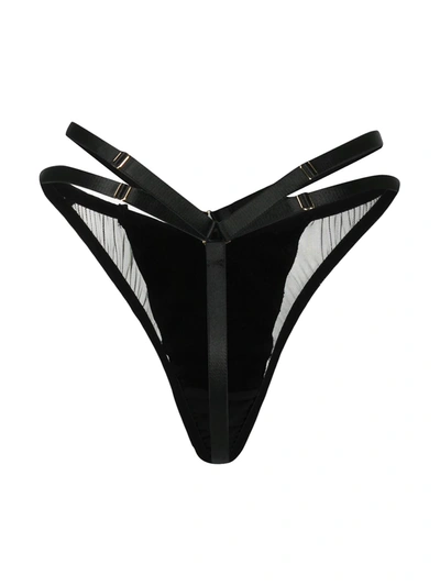 Shop Something Wicked Mia Semi-sheer Thong In Black