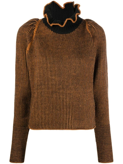 Shop See By Chloé Ribbed-knit Funnel-neck Jumper In Black