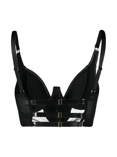 Shop Something Wicked Fitted Leather Bra In Black