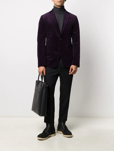 Shop Z Zegna Peak-lapel Single-breasted Blazer Jacket In Purple