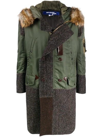 Shop Junya Watanabe Patchwork Tweed Parka Coat In Green