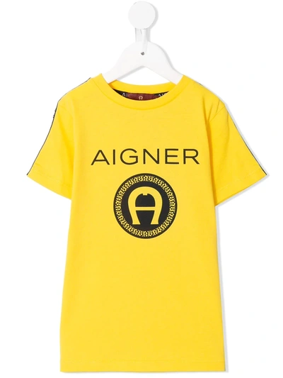 Shop Aigner Logo-print T-shirt In Yellow