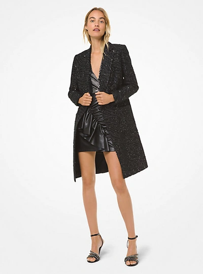 Michael Kors Tiger Sequined Jacquard Coat In Silver | ModeSens