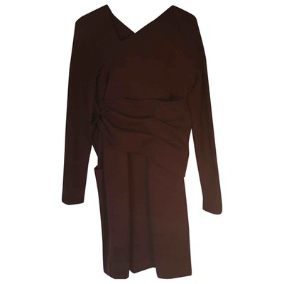 FENDI Pre-owned Wool Mid-length Dress In Burgundy