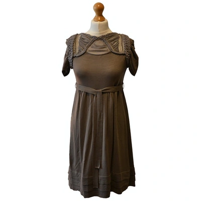 Pre-owned Hoss Intropia Wool Mid-length Dress In Beige