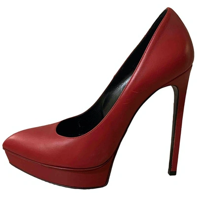 Pre-owned Saint Laurent Janis Leather Heels In Red
