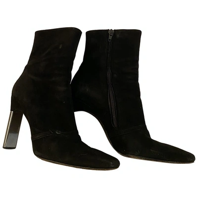 Pre-owned Charles Jourdan Leather Boots In Black