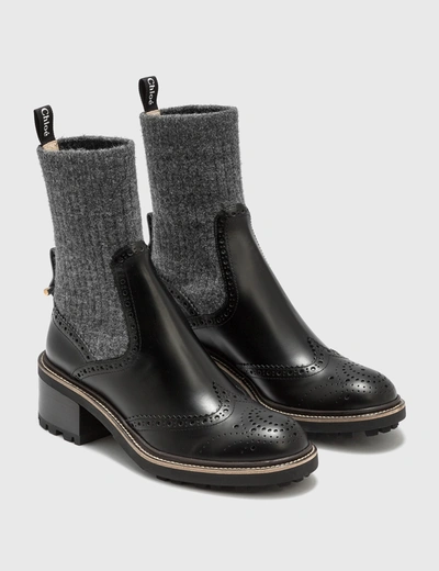 Shop Chloé Franne Sock Ankle Boots In Black