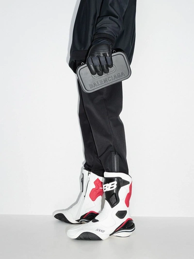 Balenciaga White Tyrex Leather Biker Boots | ModeSens