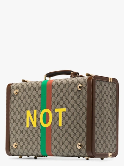 Shop Gucci Multicoloured Fake/not Gg Supreme Suitcase In Neutrals