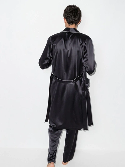 Shop Zimmerli Long Silk Robe In Black