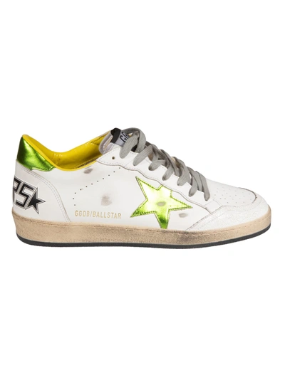 Shop Golden Goose Ball Star Sneakers In White/lime