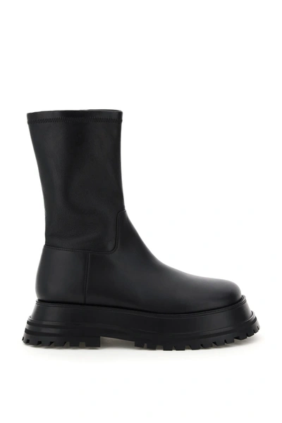 Shop Burberry Hurr Stretch Leather Boots In Black (black)