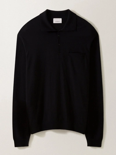 Shop Lemaire Long Sleeve Polo In Black