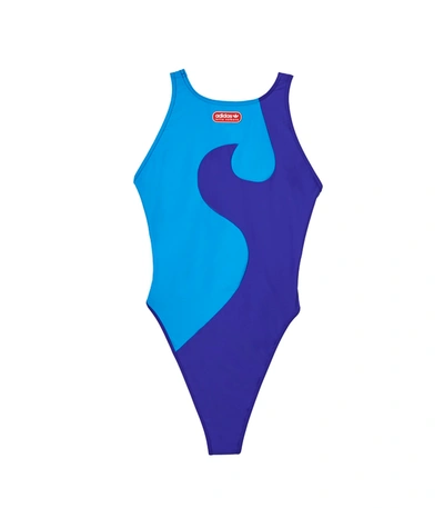 Adidas X Lotta Volkova X Lotta Volkova Wave Print Swimsuit In Blue |  ModeSens