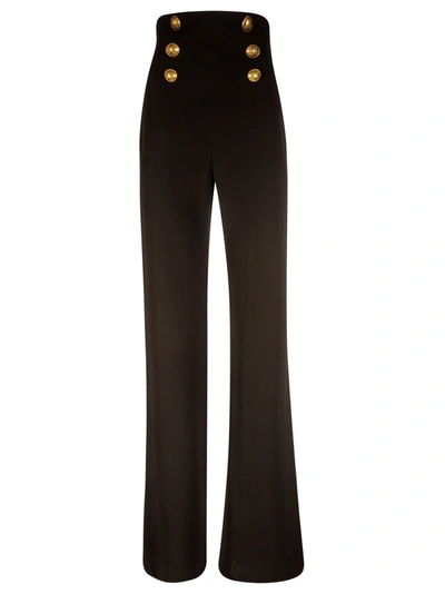 Shop Balmain Rear Zip Flared Trousers In Black