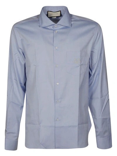 Shop Gucci Long-sleeved Shirt In Sky Blue