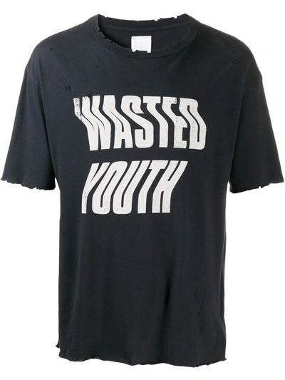 Shop Alchemist Wasted Youth Cotton T-shirt In Black