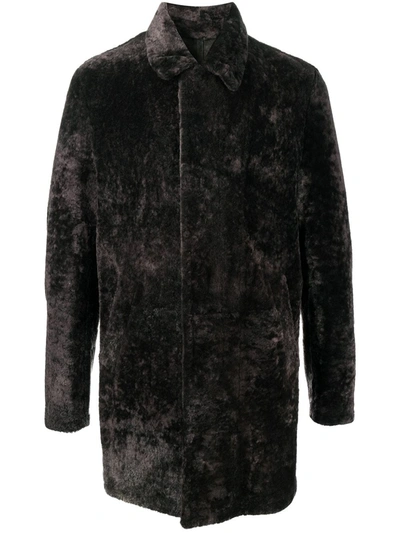 Shop Yves Salomon Long-sleeve Shearling Coat In Grey